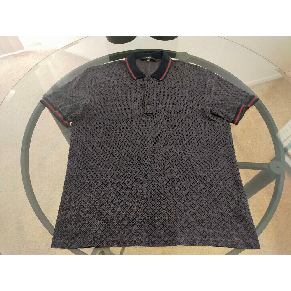 Gucci Diamond Patterned Dark Gray Polo Shirt Size XL (Fits like M/L)